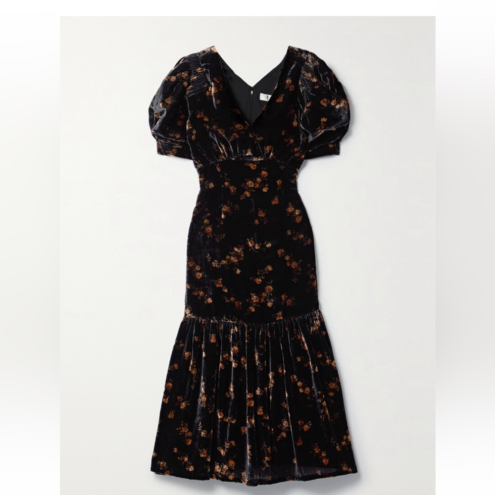 Sea Women's Rayna Velvet Floral Midi Dress, XS